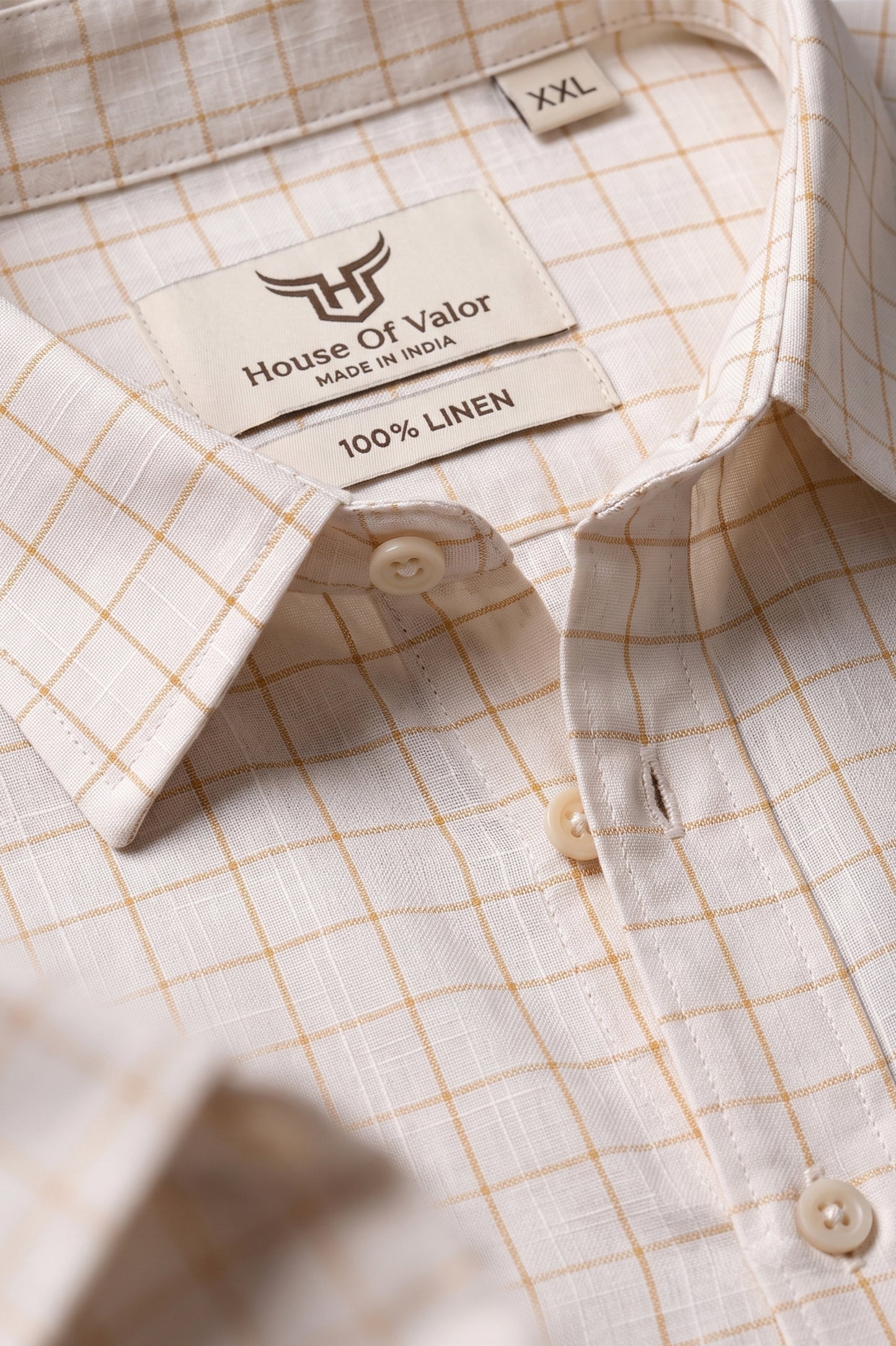 100% Linen Shirt - Checks Yellow